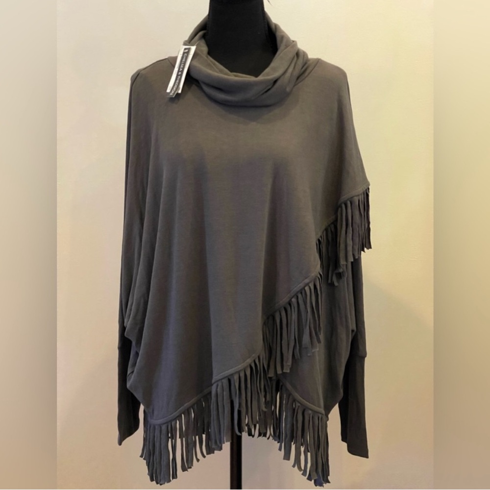 Gray Fringe Poncho